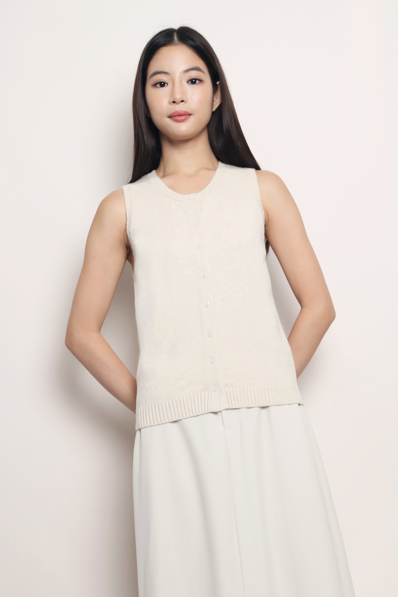 Smartie Knit Vest Top Cream