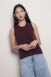 Smartie Knit Vest Top Maroon