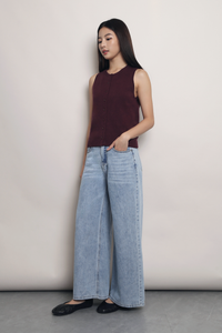 Smartie Knit Vest Top Maroon
