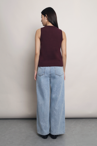 Smartie Knit Vest Top Maroon