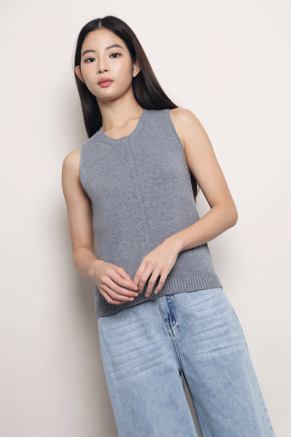 Smartie Knit Vest Top Grey