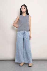 Smartie Knit Vest Top Grey