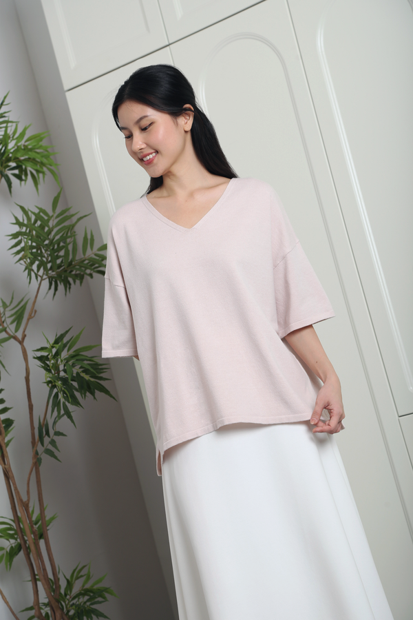 Smith Refined Boxy Knit Top Blush