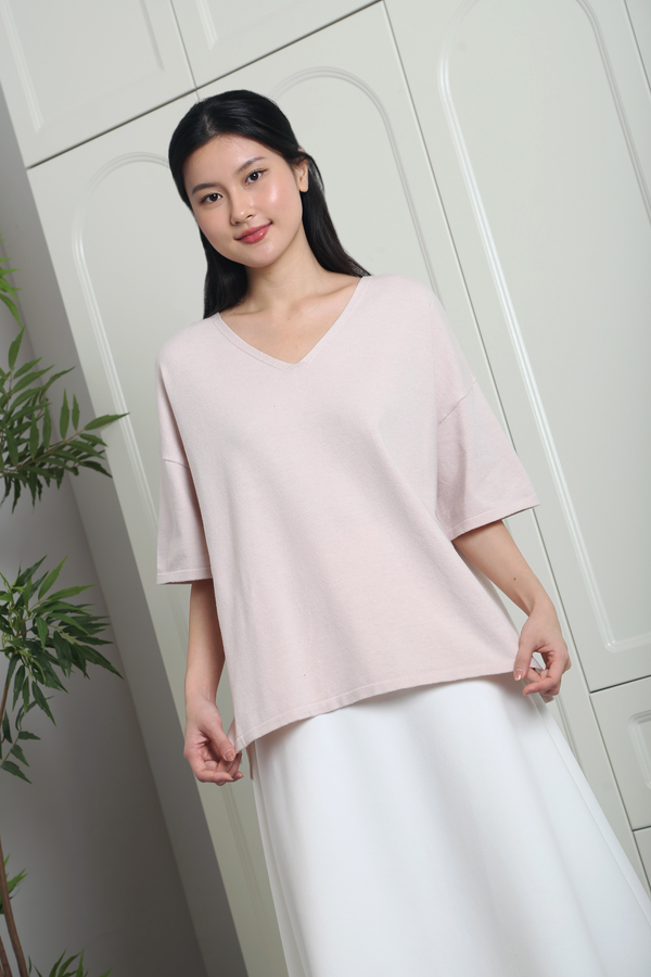 Smith Refined Boxy Knit Top Blush