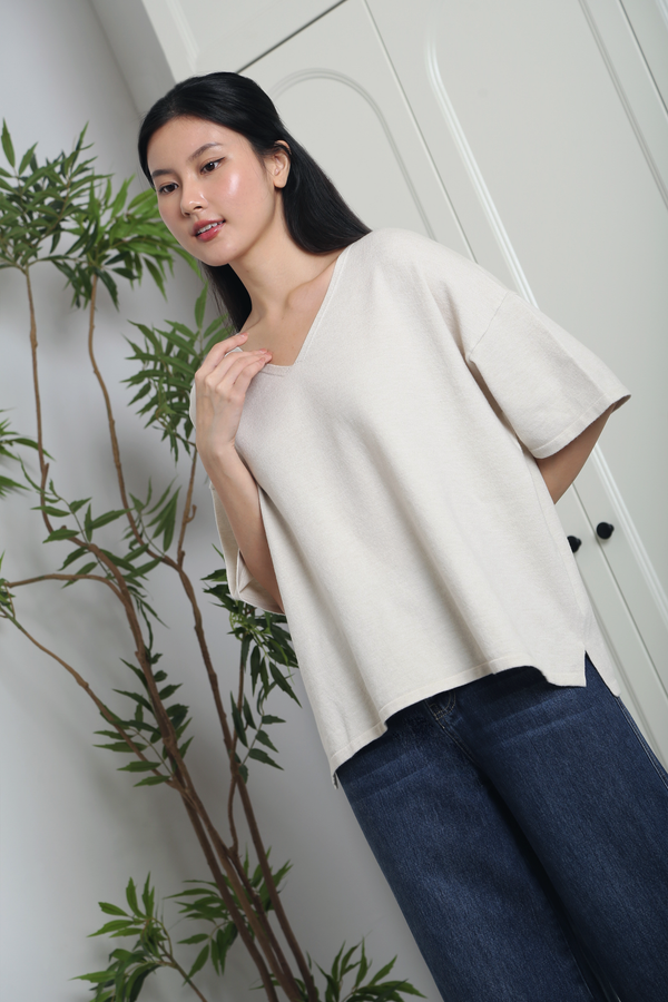 Smith Refined Boxy Knit Top Cream