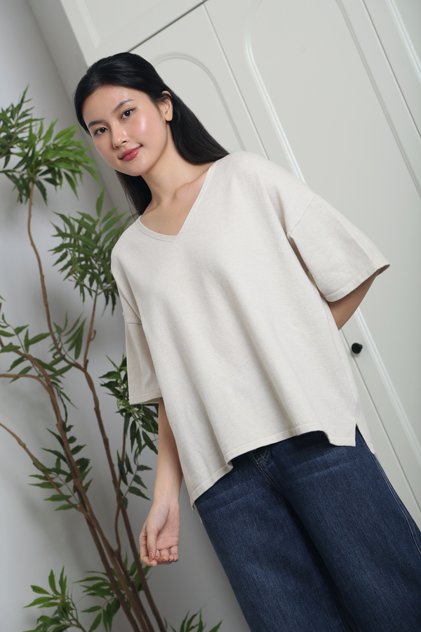Smith Refined Boxy Knit Top Cream