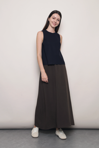Soft Focus Sleeveless Linen Top Navy