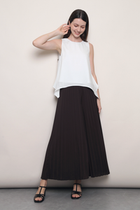(Regular) Soft Motion Pleated Pants Brown
