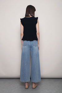 Soft Spoken Ruche Top Black