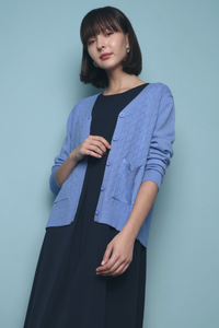 Sonya Cable Knit Cardigan Blue