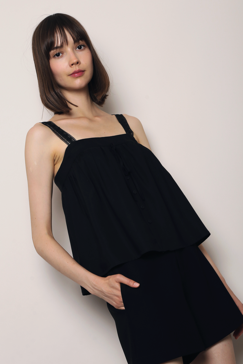 Sugarplum Lace Babydoll Top Black