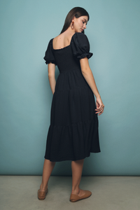 Suli Smocked Midi Dress Black