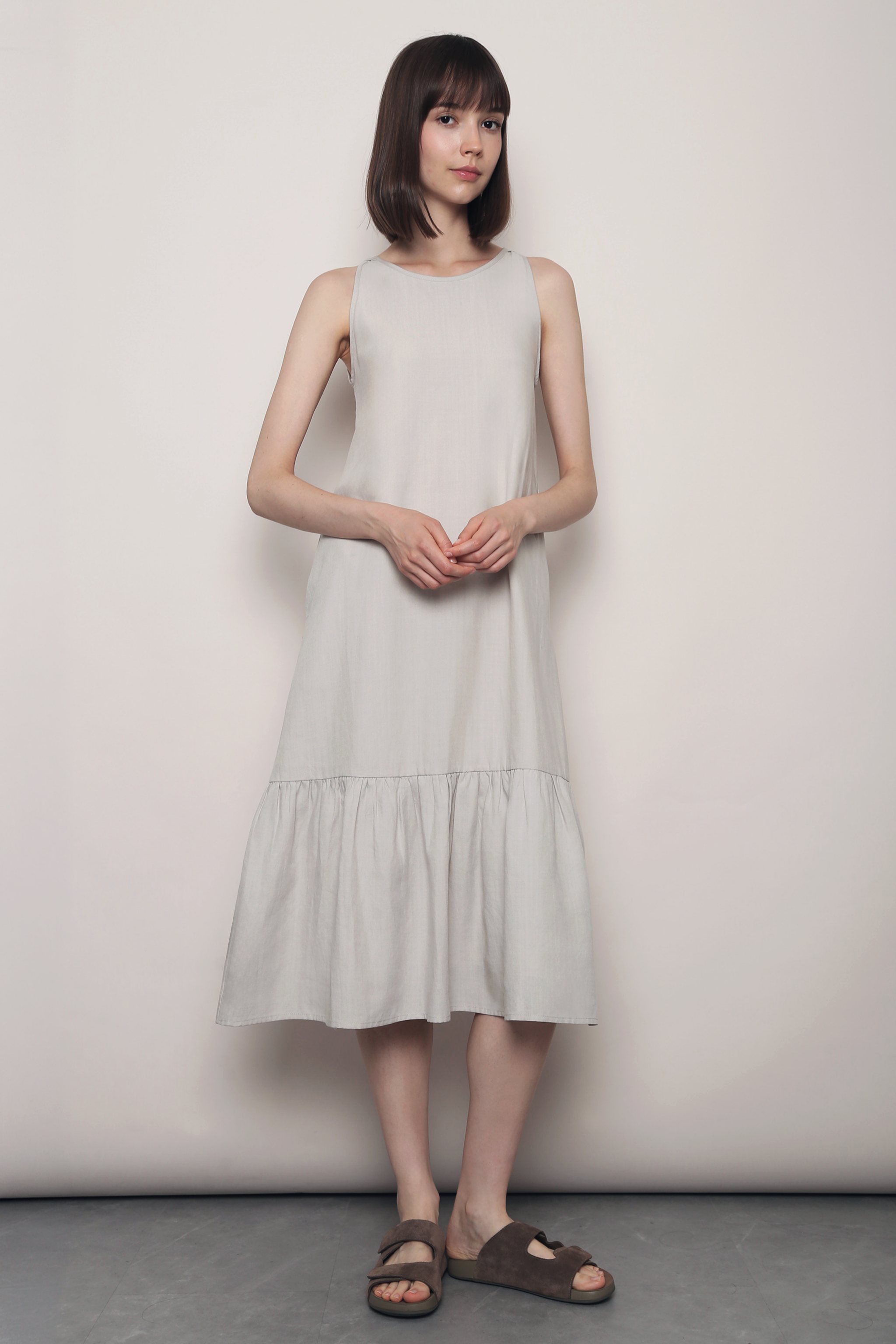 grey summer dress Odbmxy Modest Sun Dresses for Women 2026 Sleeveless Midi Dresses for Women Holiday Tank Tunic Gray V-Neck Dress, Women's, Size: 2XL Summer Escape Midaxi Dress Ash