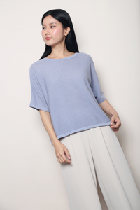 Sunday Best Boxy Knit Top Powder Blue