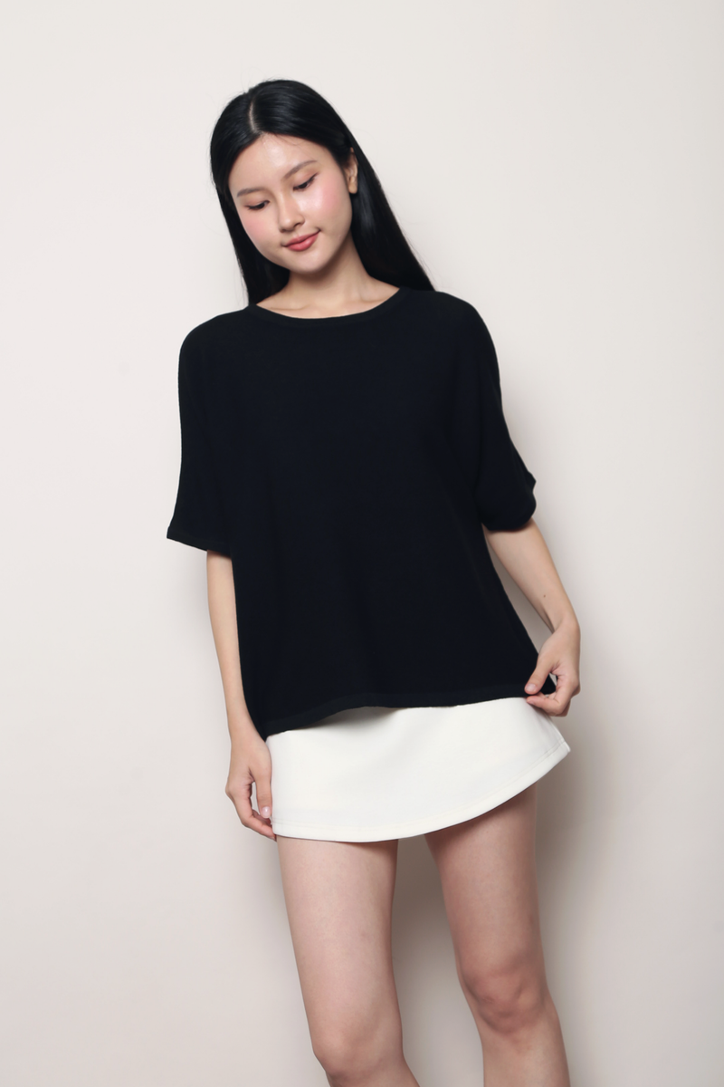 Sunday Best Boxy Knit Top Black