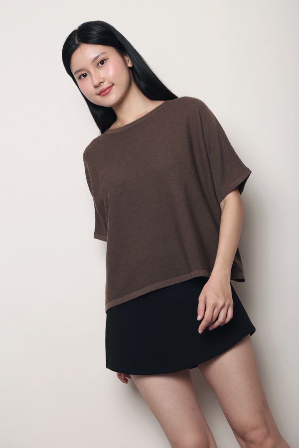 Sunday Best Boxy Knit Top Brown