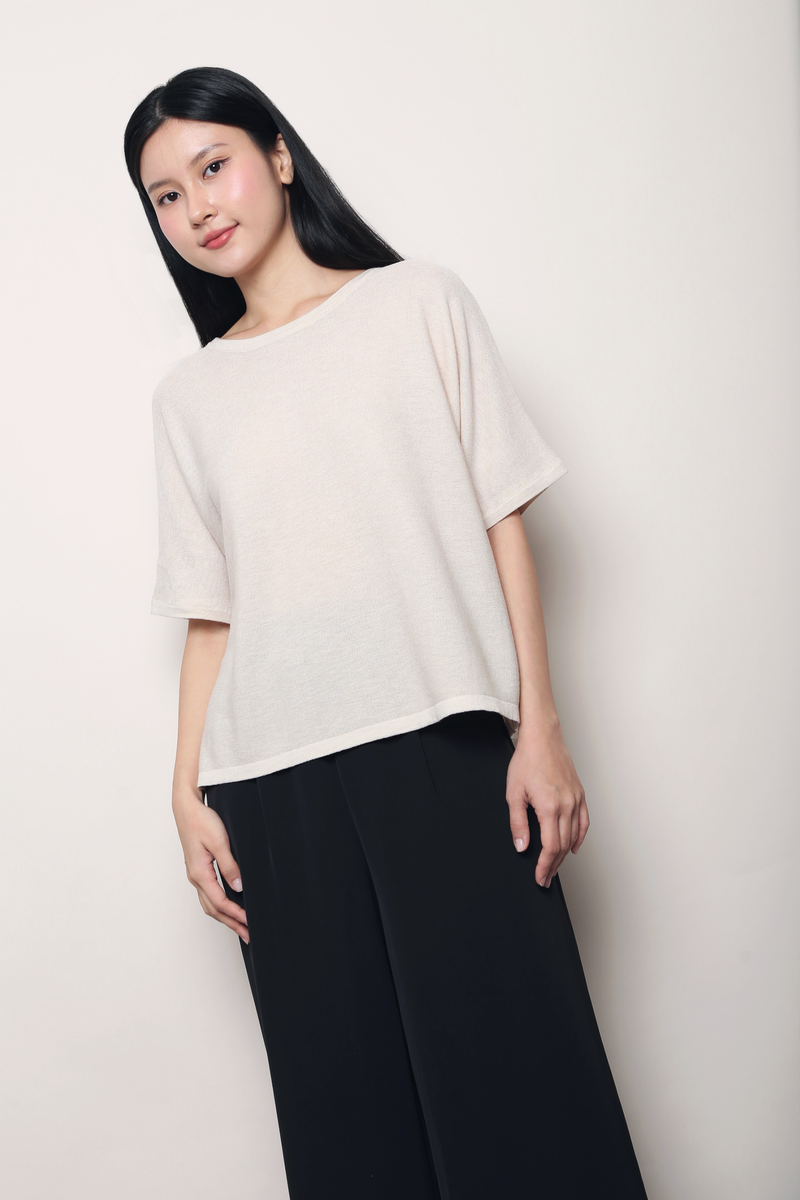 Sunday Best Boxy Knit Top Cream