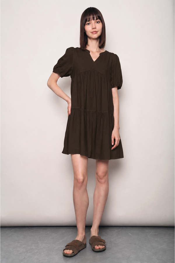 Sundown Babydoll Dress Olive Brown (Backorder)