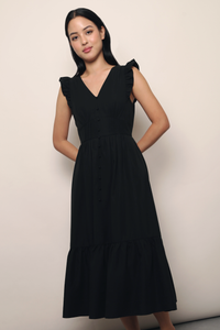 Sweet Pea Flutter Midaxi Dress Black