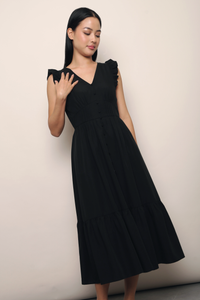Sweet Pea Flutter Midaxi Dress Black