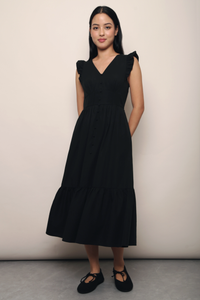 Sweet Pea Flutter Midaxi Dress Black