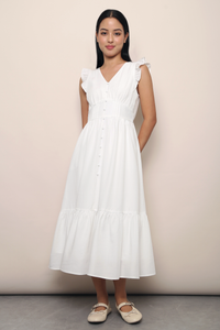 Sweet Pea Flutter Midaxi Dress White