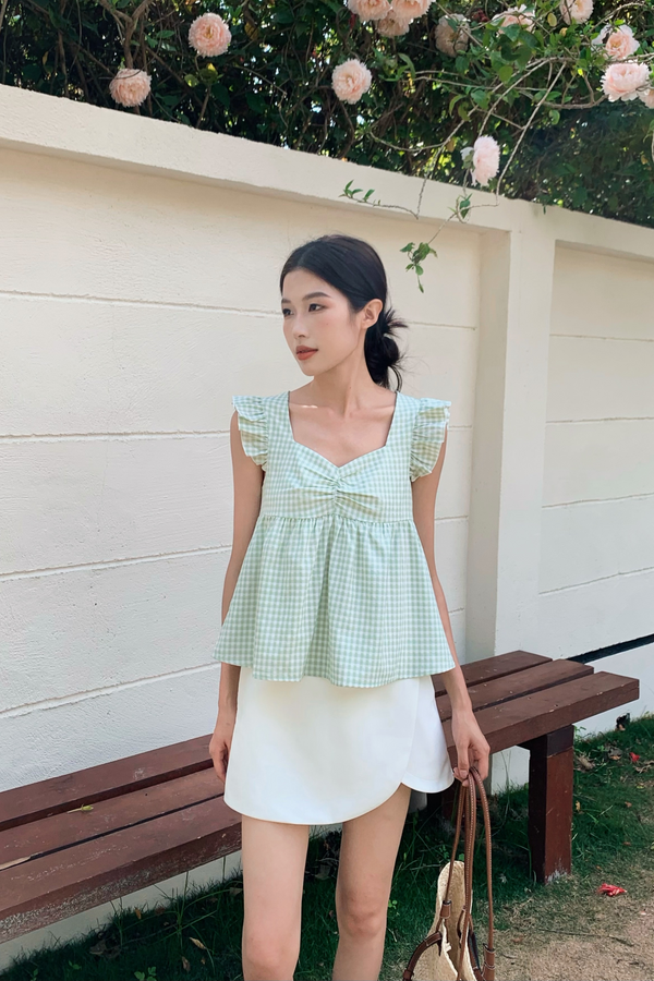 Naomi Picnic Gingham Blouse Apple Mint