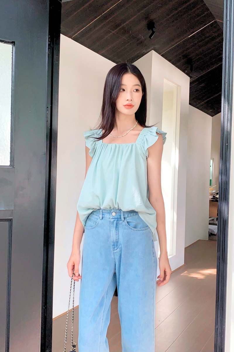 Sweet Pea Flutter Top Ice Blue