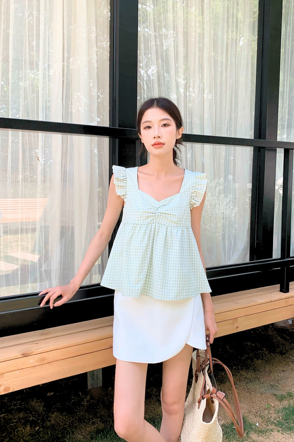 Naomi Picnic Gingham Blouse Apple Mint