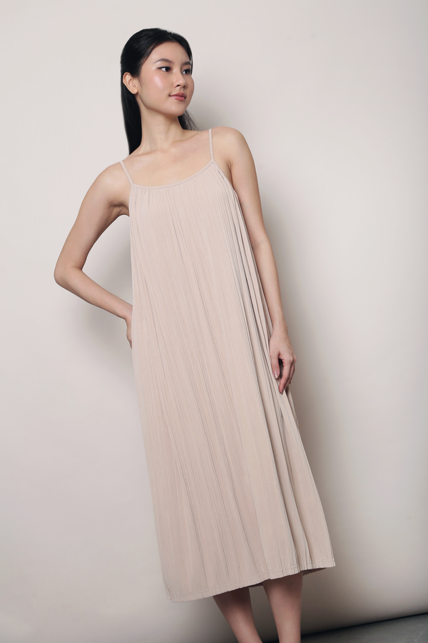 Swoon Pleat Around Strappy Dress Nude Blush