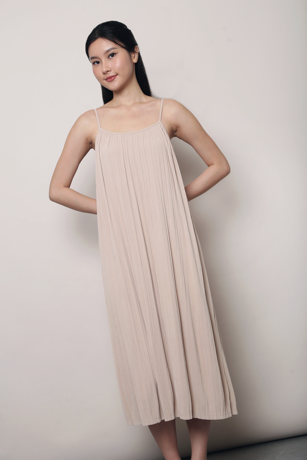 Swoon Pleat Around Strappy Dress Nude Blush