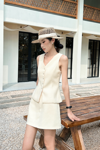 Upper East Tweed Vest Top Buttercream