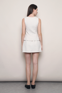 Upper East Tweed Vest Top White