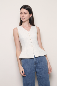 Upper East Tweed Vest Top White
