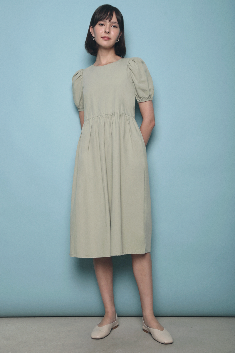 Theo Basic Midi Dress Matcha