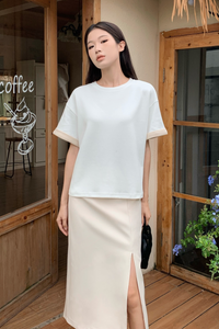 Toni Colorblock Boxy Tee White/Beige