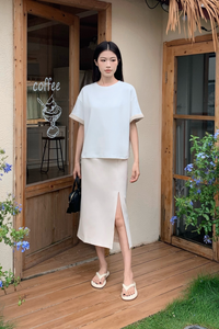 Toni Colorblock Boxy Tee White/Beige