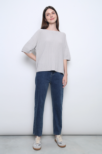 Tosca Micro Pleat Knit Blouse Smoke Grey  (Backorder)