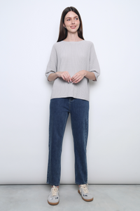 Tosca Micro Pleat Knit Blouse Smoke Grey  (Backorder)