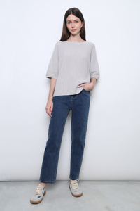Tosca Micro Pleat Knit Blouse Smoke Grey  (Backorder)