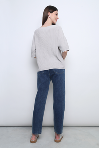 Tosca Micro Pleat Knit Blouse Smoke Grey  (Backorder)