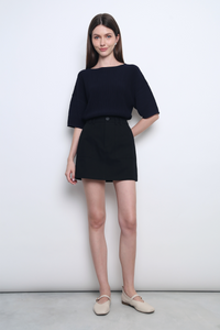 Tosca Micro Pleat Knit Blouse Navy