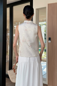 Ume Oriental Sleeveless Blouse Ivory