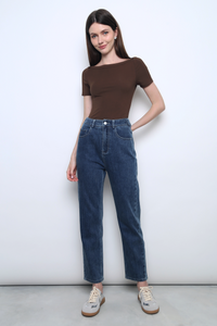 Unwind Boat Neck Mochie Tee Mocha