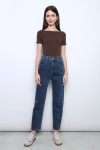 Unwind Boat Neck Mochie Tee Mocha