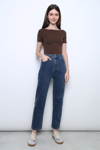 Unwind Boat Neck Mochie Tee Mocha