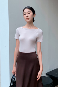 Unwind Boat Neck Mochie Tee Oat