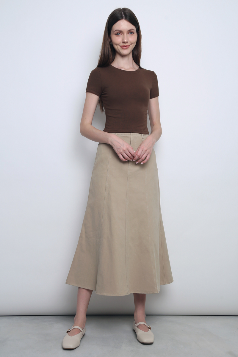 Valmont Fishtail Flare Skirt Sand