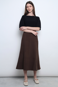 Valmont Fishtail Flare Skirt Brown
