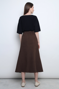 Valmont Fishtail Flare Skirt Brown